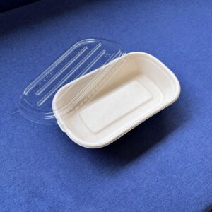 hộp bã mía oval nắp nhựa PET